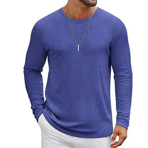 T-shirt à manches longues en coton pour homme, col rond basique, personnalisable avec logo, vêtements vierges, fournisseur en gros - Product Image 1