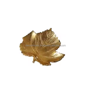 Bol de service en forme de feuille en aluminium moulé argenté brillant Accessoires de cuisine Bol décoratif de table pour les mariages et les fêtes - Product Image 4