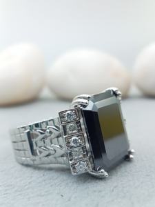 D'VINS JEWELS Bague de fiançailles et de mariage tendance en forme d'émeraude, taille brillant, or rose plaqué, avec pierre de couleur D cultivée en laboratoire - Product Image 2