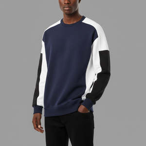 Color block design Pullover O Neck Long Sleeves Sweatshirt Embroidery Logo Winter <b>Fleece</b> Designer Solid Pattern Sweatshirt - Product Image 4