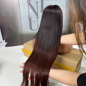 Ombre <b>Brown</b> <b>Wig</b> Raw Human Hair Bone Straight Texture Human Hair Luxury Quality Super Double Drawn - Product Image 1