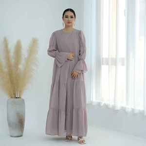 Abaya Musulmana Moderna con Adornos de Piedras de Lujo, Vestido Casual Diario para Mujer, Ligero, Transpirable, de Secado Rápido, Hecho a Mano, con Cuello Barco y Largo hasta el Suelo - Product Image 3