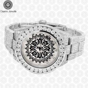 Charm Jewells Montre à quartz analogique ronde de luxe pour femme avec cadran en cristal saphir et bracelet en acier inoxydable 38 mm - Product Image 1