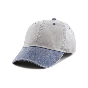 Custom 5-Panel Two-Tone Denim Blue Pink Contrast Baseball Cap Vintage Washed Cotton Dad <b>Hat</b> Distressed Sports Breathable <b>hats</b> - Product Image 6