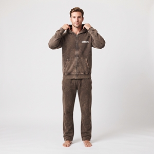 Conjunto de Chándal Personalizado para Hombre con Lavado Ácido y Efecto Desgastado, Sudadera con Capucha Vintage y Pantalones de Chándal de Pierna Ancha, Atuendo Casual a Juego Estilo Urbano - Product Image 3