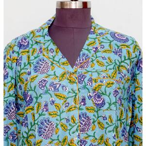 Chemise longue ajustable à col en V et boutons, imprimé floral vintage, en coton écologique respirant, style hip-hop, nouvelle collection pour soirée - Product Image 3