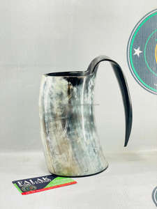 FWE Tasse en corne de guerrier viking rustique faite à la main Coffret cadeau Chope à café polie pour le bricolage Décoration de Noël, du Nouvel An ou d'Halloween - Product Image 5