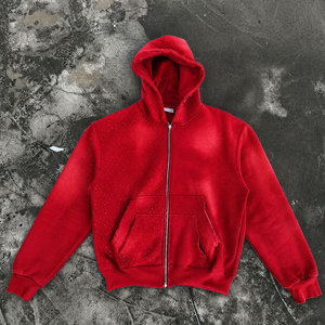 Sudadera con capucha para hombre con cremallera, de algodón y forro polar, personalizada, cálida y cómoda, con doble bolsillo, venta al por mayor - Product Image 1
