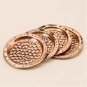 Traditional Copper <b>Coaster</b> <b>Set</b> Decorative Drink <b>Coasters</b> for Dining Table Wedding Banquet Restaurant Hotel Events - Product Image 3