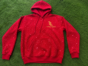 Sweat-shirt à capuche pour homme en molleton rouge avec strass, logo personnalisé, streetwear décontracté, sweat-shirt à manches longues, mode hiver - Product Image 6