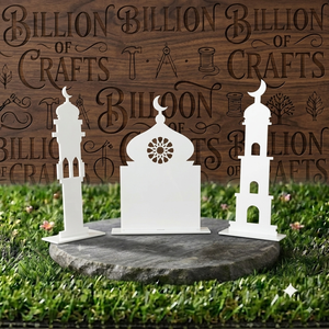 Centro de Mesa Decorativo de MDF Hecho a Mano con Diseño de Mezquita para Ramadán, Estilo Arco Negro, para Uso en Interiores - Product Image 5