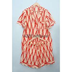 Conjunto de Pijama de Algodón 100% para Mujer, Estampado Digital Floral Vintage Romántico, Manga Corta, Cierre de Botones, Suave para Todas las Temporadas - Product Image 5