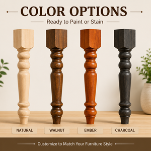 Durable Solid Rubberwood Furniture Legs Polished Finish Living Room Workshop Replacement Accessories for <b>Table</b> Wooden Column - Product Image 3