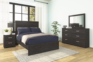 Modern Dark Wood Queen <b>Bed</b> Frame with 2-Drawer Storage <b>Platform</b> Bedroom Furniture Set for Apartment & Hotel Use - Product Image 1
