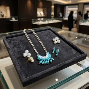 Collier Pendentif Géométrique Bleu Turquoise avec Chaîne en Acier Inoxydable – Ensemble de Bijoux Modernes et Tendance pour Femme – Idée Cadeau - Product Image 6