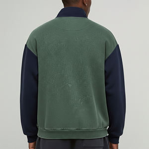 Sweat-shirts à capuche surdimensionnés en coton 100% avec fermeture éclair quart de tour, personnalisés OEM/ODM, color block, épais, avec logo brodé ou imprimé - Product Image 6