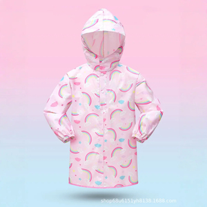 Kids Rainwear Reflective Stripe Children Waterproof Poncho With Face Cover Cartoon Raincape <b>Raincoat</b> School Travel Kids Rainwear - Product Image 4