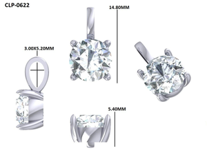 Colgante de boda clásico de 4 puntas con diamante cultivado en laboratorio de corte redondo de 2,20 quilates, colgante solitario, oro blanco macizo de 14 quilates para mujer - Product Image 6