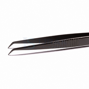 Professional <b>Black</b> Stainless Steel <b>Boot</b> Eyelash Extension Tweezers Precision 90-Degree Volume Lashes Makeup Tool - Product Image 3