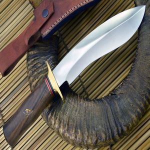 Couteau de chasse artisanal en acier inoxydable à pointe tombante, manche en bois, lame fixe, couteau de survie en plein air - Product Image 1