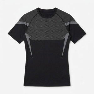 เสื้อรัดกล้ามเนื้อผู้ชายแบบกำหนดเอง แห้งเร็ว สำหรับออกกำลังกาย ฟิตเนส กีฬา เสื้อยืดแขนสั้นไร้ตะเข็บ สำหรับวิ่งและฝึกซ้อม OEM - Product Image 1