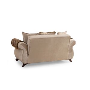 Stile tradizionale divanetto in legno di ciniglia Beige tappezzeria divano letto - Product Image 3