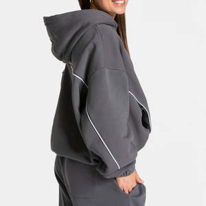 Ensemble de survêtements pour femmes personnalisés, sweats à capuche et pantalons de survêtement contrastés, ensemble de 2 pièces, survêtements pour femmes, ensembles de jogging, ensemble surdimensionné - Product Image 3