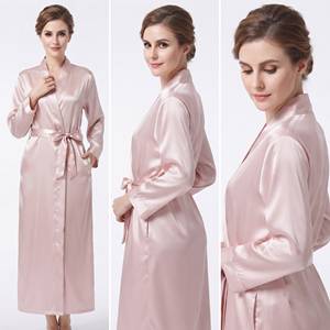 Bata Larga de Seda para Dormir, Vestido Largo de Noche para Mujer, Bata de Novia con Cinturón, Bata Sexy de Satén para Dormir, Vestido de Noche para Mujer - Product Image 5