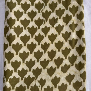 Tela de Algodón Estampada a Mano con Diseño Abstracto Verde Oliva, Tela de Algodón con Estampado Jaipuri Hecho a Mano en India, Motivo Pequeño - Product Image 2