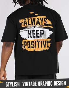 T-shirts graphiques pour hommes, t-shirts vintage surdimensionnés, imprimé lettres, col rond décontracté, 100% coton, respirant, séchage rapide, manches courtes - Product Image 4