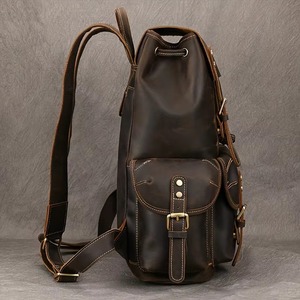 Stylish <b>Waterproof</b> Leather <b>Backpack</b> Anti-Theft Vintage Laptop Rucksack Genuine Leather LBP-0426 - Product Image 6