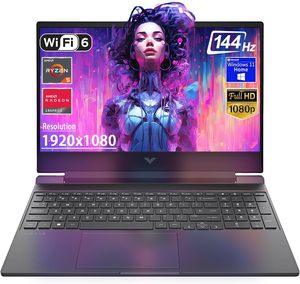 Ordinateur portable de jeu H/ P Vic Tus 15,6 pouces FHD 144 Hz AMD Ryzen 5-7535HS avec SSD RX 6550M (RTX 2050), clavier rétroéclairé, Windows 11 - Product Image 1