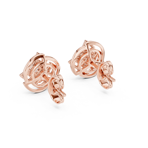 ต่างหูเพชรทรงวินเทจแบบฉลุลาย ประดับเพชรแล็บโกรว์ ตัวเรือนทองคำโรสโกลด์ 18 กะรัต เหมาะสำหรับงานหมั้น งานแต่งงาน งานเลี้ยง ของขวัญวันวาเลนไทน์ ใช้ได้ทุกวัน - Product Image 3