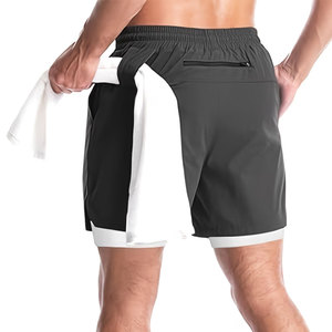 Double-<b>layer</b> Sports Shorts with Drawstring for Summer Fitness Training and Fashionable Sports Shorts - Product Image 2