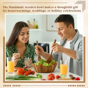 ชามไม้ดีไซน์หรูหราสำหรับใช้ในครัวและห้องรับประทานอาหาร เหมาะสำหรับเสิร์ฟผลไม้ สลัด พาสต้า ของว่าง และอาหารแห้ง พร้อมพื้นผิวขัดเรียบเนียน - Product Image 4