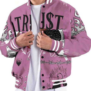 SHY SPORTS Blouson universitaire personnalisé OEM, imprimé 'Snake Handshake Trust No One', par sublimation, style bomber et Letterman, vêtement d'extérieur streetwear - Product Image 3