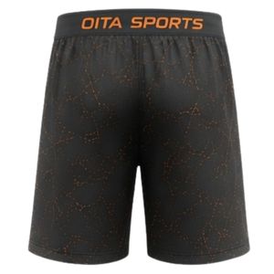 Shorts d'entraînement athlétiques imprimé marbre noir charbon et orange avec taille élastique, légers, pour le sport, la gym et la performance - Product Image 2