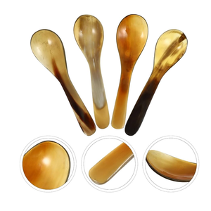 Ensemble de cuillères en corne de buffle et de bœuf, taille personnalisée, meilleure qualité, couleur naturelle, cuillères à dessert et à glace, vaisselle en gros - Product Image 1
