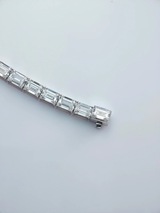 Classic look emerald Cut Moissanite Tennis <b>Bracelet</b> 925 <b>Silver</b> Channel Setting Women's Luxury Everyday Wear - Product Image 3