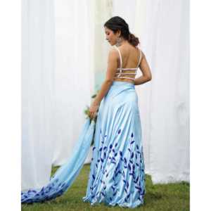 Ensemble Lehenga en satin peint à la main Amaira, col sans bretelles, tenue ethnique de mariage et de fête pour femmes, de la région du Rajasthan, toutes saisons - Product Image 5