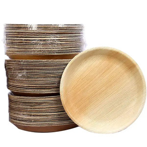 Desechable biodegradable de hoja de areca y palma chapada en placa redonda poco profunda ecológica de 7 pulgadas para acampar - Product Image 2