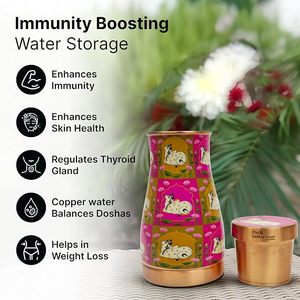 The Betterhome Copper Vacuum Flask With Cartoon Dog Pattern Pink And Gold Design For <b>Drinking</b> Water Insulated <b>Bottle</b> - Product Image 4