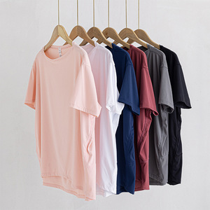 T-shirt de sport pour femme à manches courtes, élastique, pour l'été, la course, l'exercice, le yoga, 100 % coton - Product Image 1