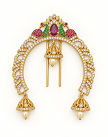 Épingle à cheveux ethnique traditionnelle, pince à chignon Jhumki, motif paon, accessoire de coiffure, bijou de mariage avec perles et pompons – Fabricant