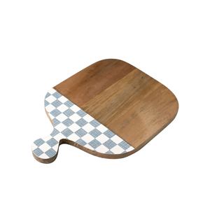 Utensilios de cocina a cuadros en blanco y negro, ecológicos, impresos, tallados a mano, tabla de servir y cortar de madera de mango esmaltada para el hogar - Product Image 2