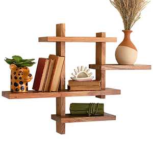 Modern White Interlocking Geometric Floating Wall <b>Shelves</b> Multi Compartment <b>Box</b> Storage Display Ledge Living Room Rack - Product Image 4