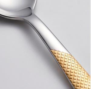 Ensemble de couverts modernes en acier inoxydable avec manches dorées, couteau, fourchette, cuillère, cuillère à café pour dîner, mariage, cadeau - Product Image 2