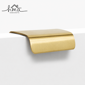 Brushed Brass Edge Pull Cabinet Handle Modern Finger Grip Drawer Pull Kitchen Cupboard <b>Wardrobe</b> Door Concealed Brass <b>Hardware</b> - Product Image 1