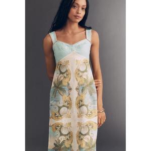 Royal Sea Cotton Midi <b>Dress</b> Custom Elegant Beach Ladies Floral <b>Boho</b> Sleeveless Casual Natural Waist Solid Pattern - Product Image 4