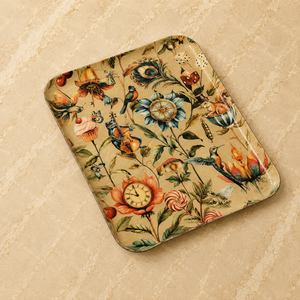 Bandeja de Servir Metálica Esmaltada con Diseño Botánico Vintage, Impresión Artística de Naturaleza, Resistente a los Arañazos, Rectangular, para Té, Café, Aperitivos y Comida - Product Image 1